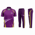 Purple and lime premium cricket jersey and trousers – Violet Strike uniform